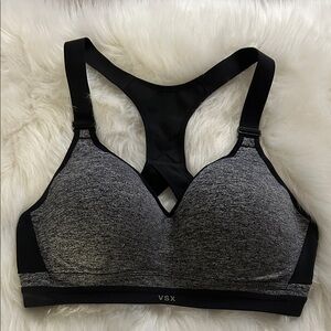 VSX Heather Gray and Black Racerback Sports Bra
